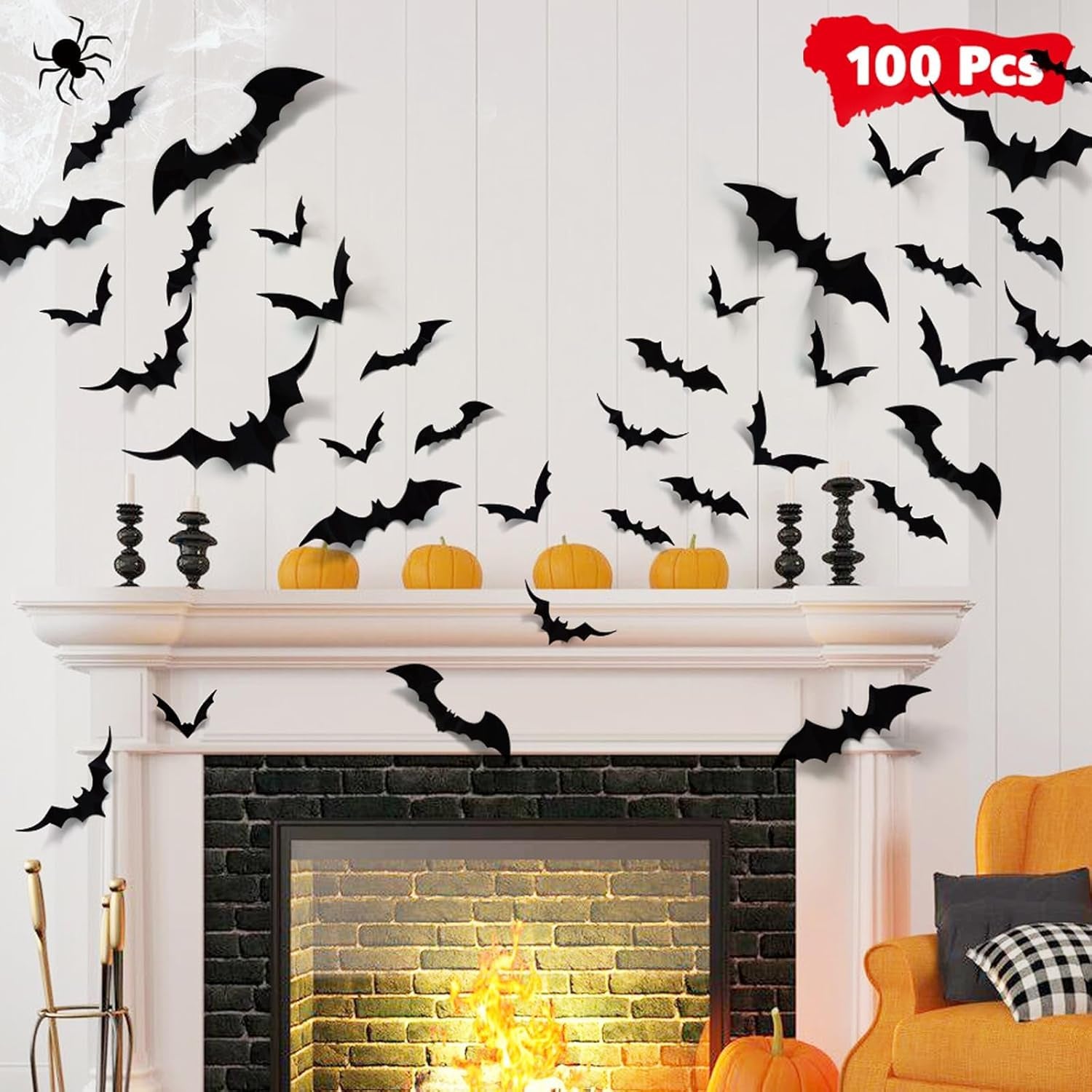 100Pcs Bats Halloween Decorations: Halloween Bats Wall Décor Sticker