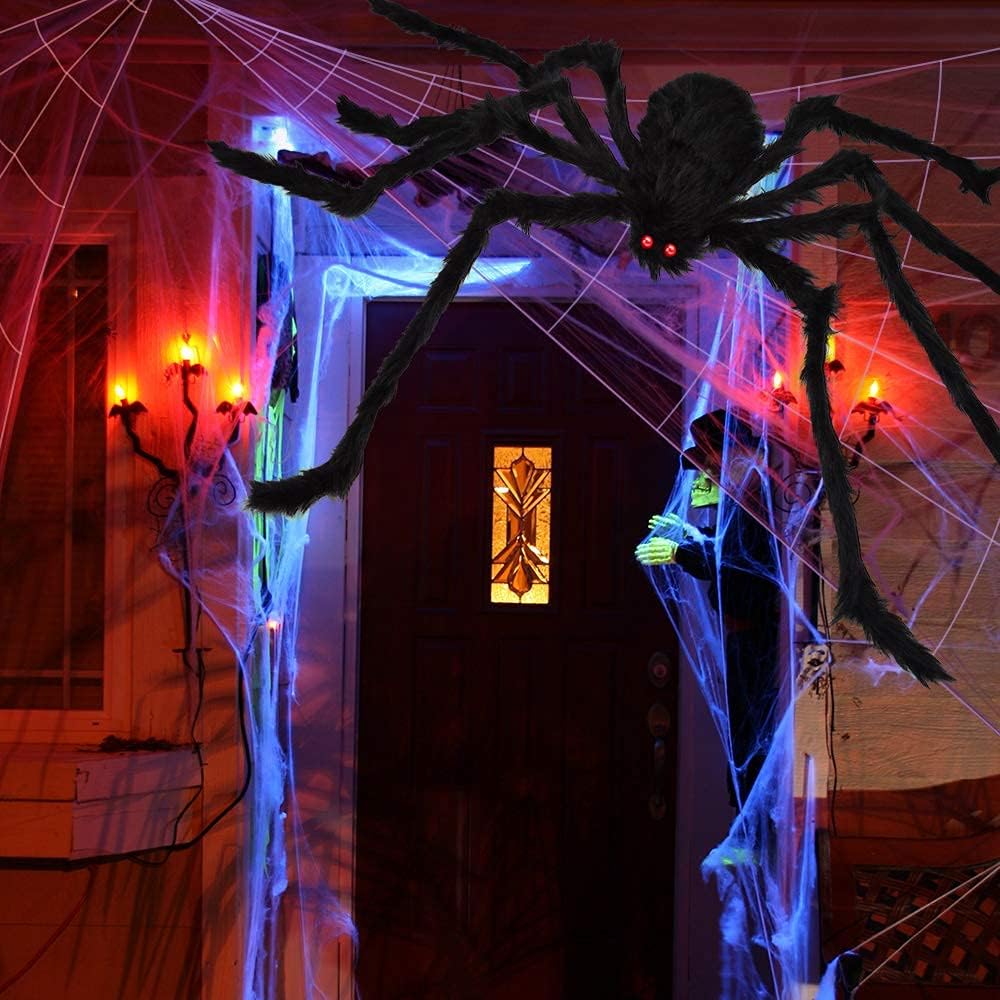 200" Halloween Decorations Spider Web Outdoor +59" Giant Spider Décor