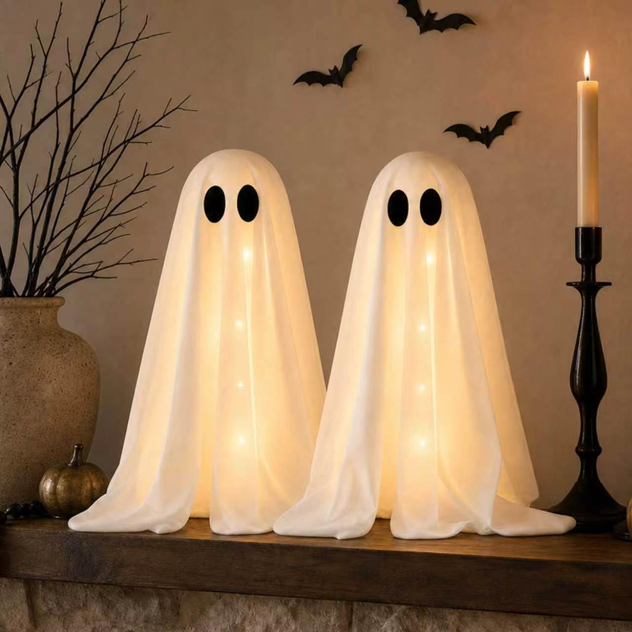 Halloween Decorations -2 Packs Spooky Light up Ghosts with Lights