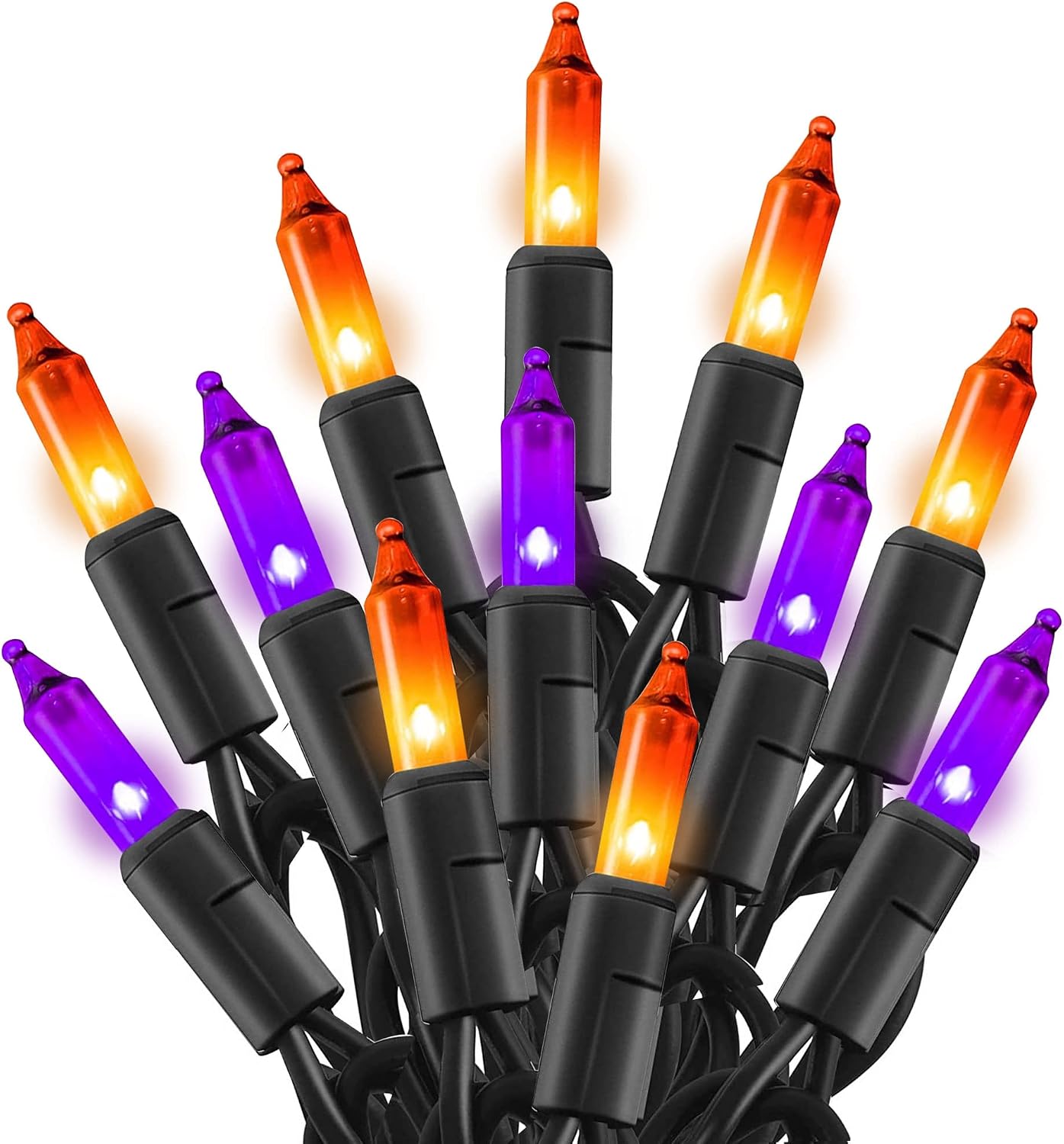Purple and Orange Halloween Lights, 20FT 100 Count Incandescent Mini String Lights, Waterproof Halloween Decorations for Outdoor Indoor Patio Home Party Garden Yard Decor
