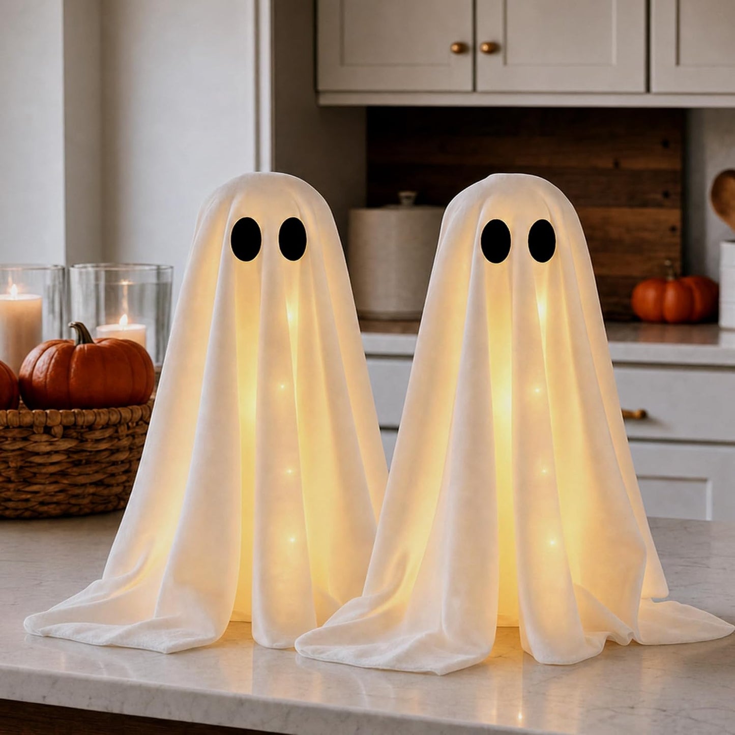 Halloween Decorations -2 Packs Spooky Light up Ghosts with Lights
