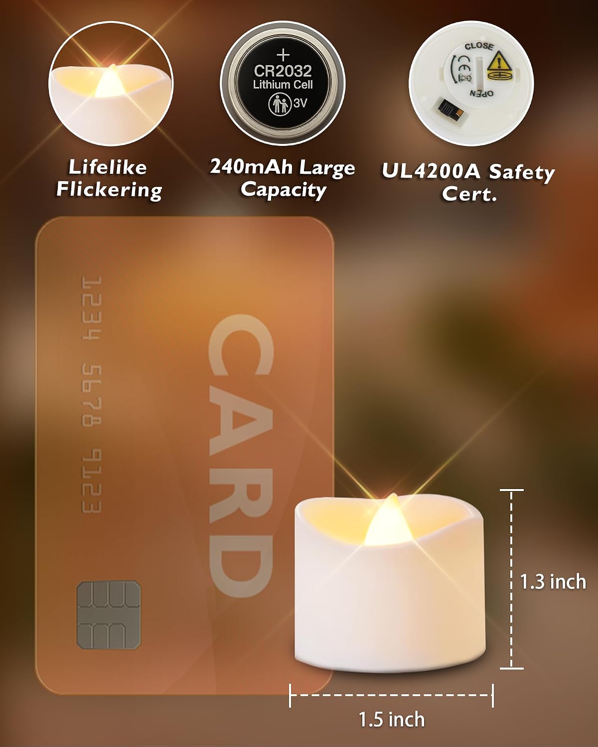 12Pcs Flickering Flameless Candle Battery Operated, 200+Hours Fake Electric LED Tea Lights for Votive, Centerpiece Table Decorations, Wedding, Aniversary, Halloween, Christmas