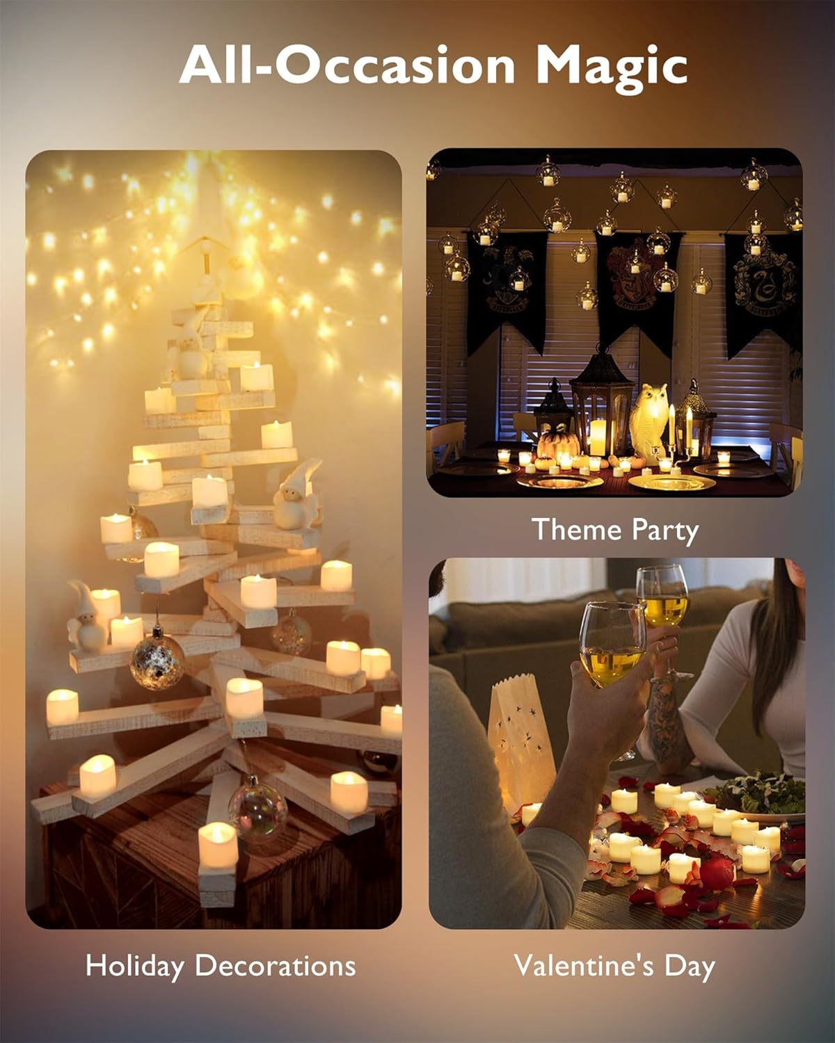 12Pcs Flickering Flameless Candle Battery Operated, 200+Hours Fake Electric LED Tea Lights for Votive, Centerpiece Table Decorations, Wedding, Aniversary, Halloween, Christmas