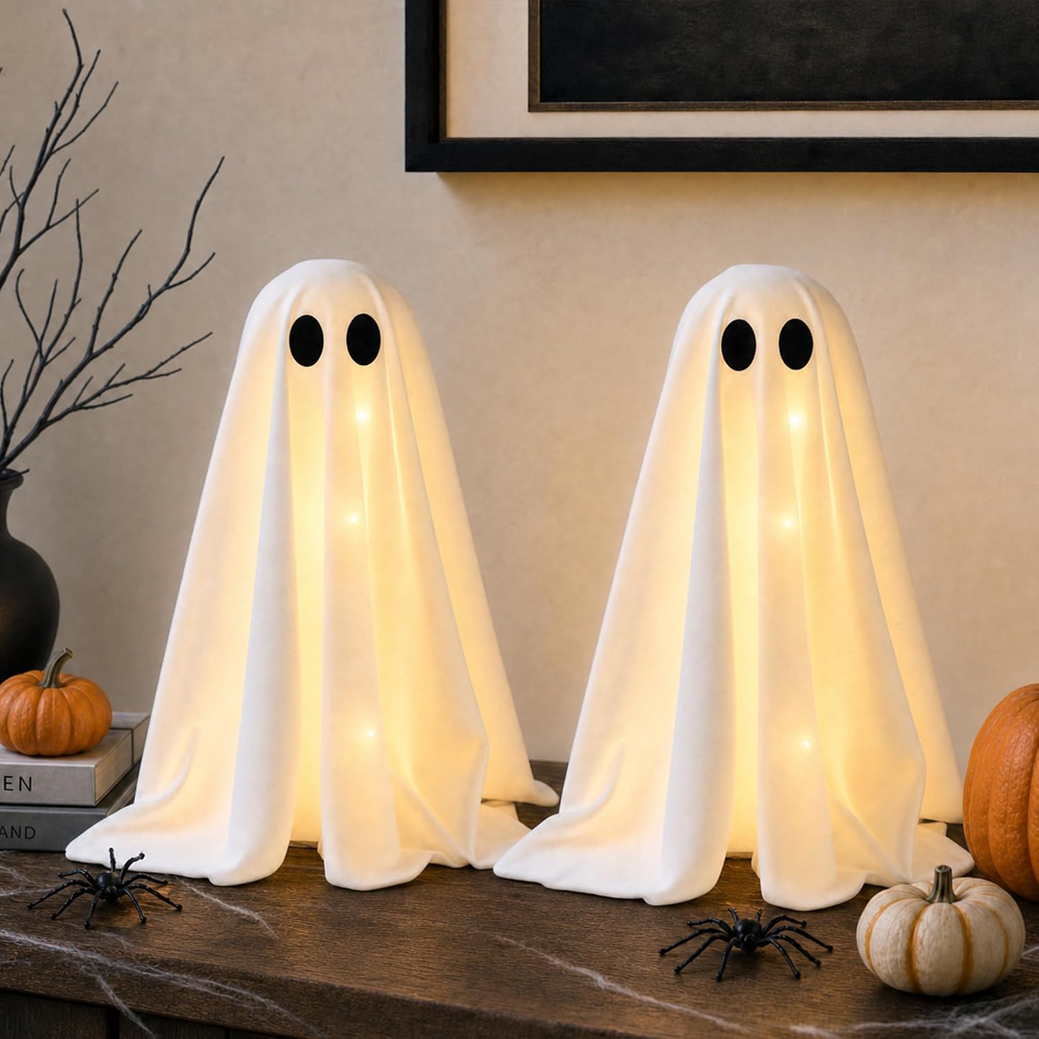 Halloween Decorations -2 Packs Spooky Light up Ghosts with Lights
