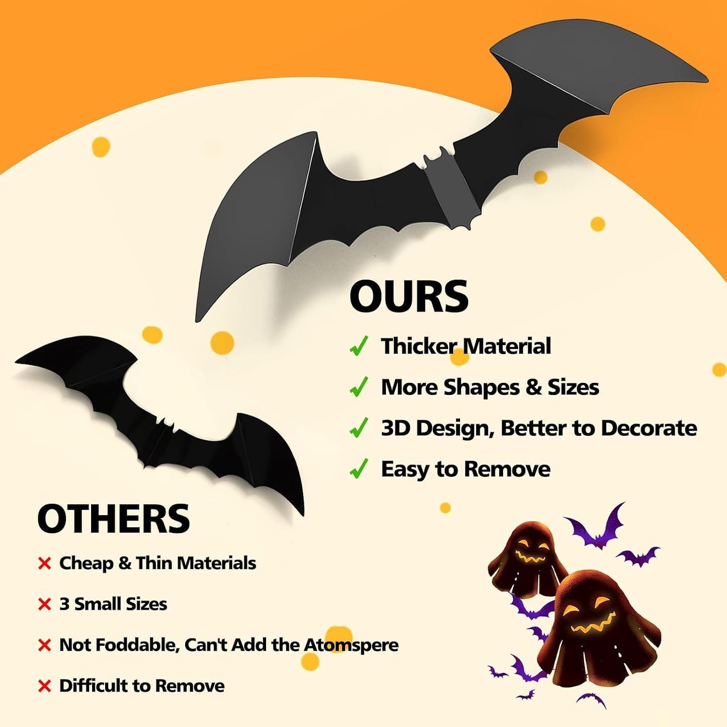 100Pcs Bats Halloween Decorations: Halloween Bats Wall Décor Sticker