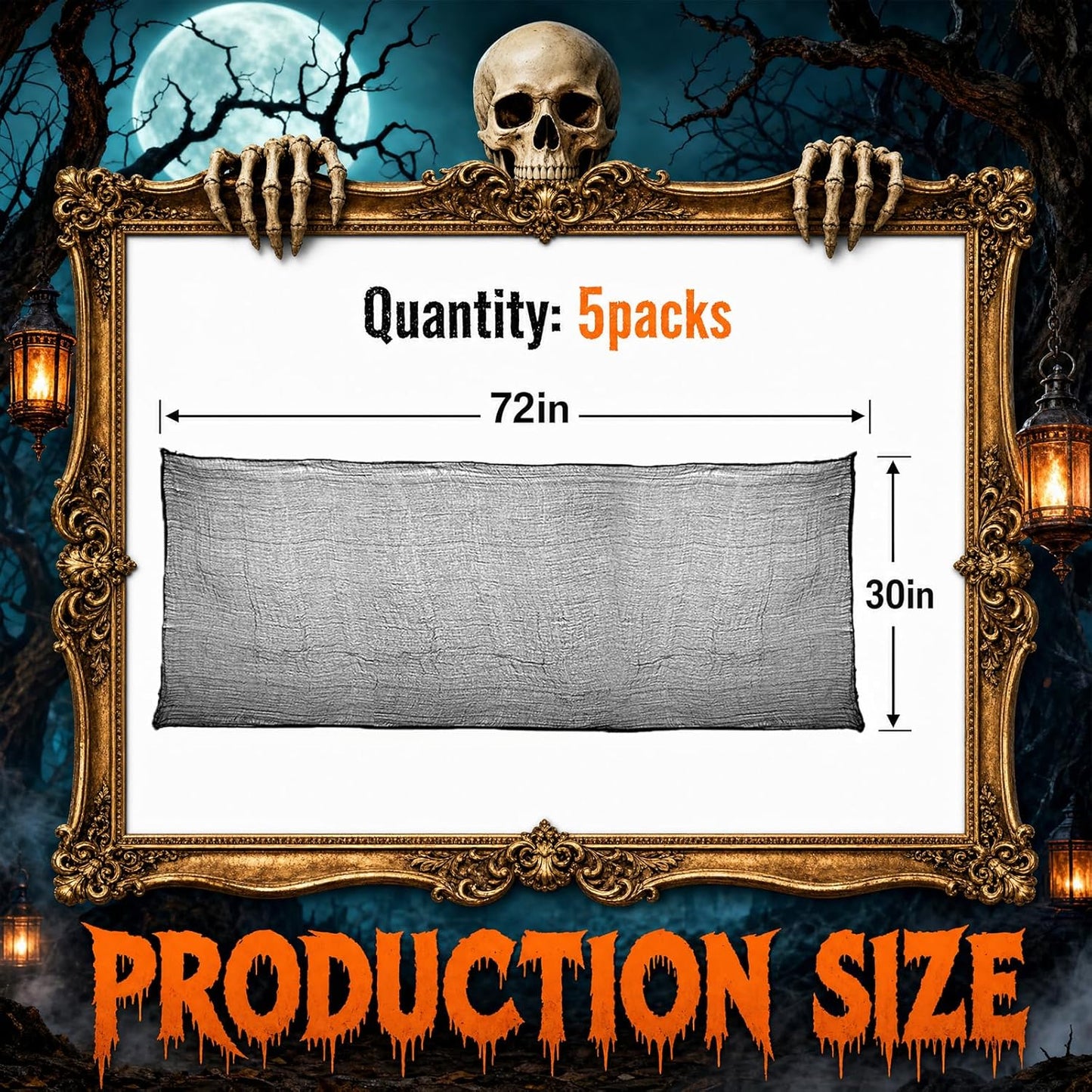 5Pcs Halloween Creepy Cloth Black 30×72Inch - Halloween Decorations Clearance - Creepy Spooky Halloween Decorations Outdoor Indoor