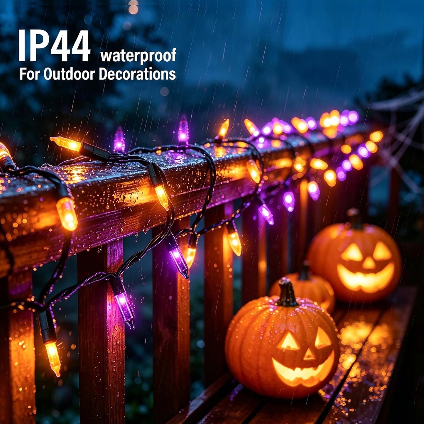 Purple and Orange Halloween Lights, 20FT 100 Count Incandescent Mini String Lights, Waterproof Halloween Decorations for Outdoor Indoor Patio Home Party Garden Yard Decor