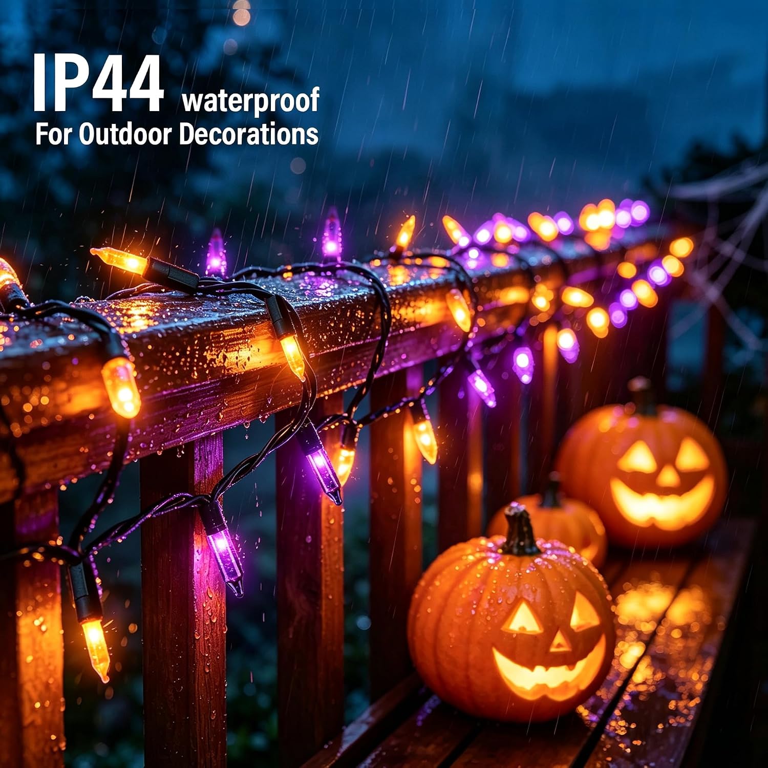 Purple and Orange Halloween Lights, 20FT 100 Count Incandescent Mini String Lights, Waterproof Halloween Decorations for Outdoor Indoor Patio Home Party Garden Yard Decor