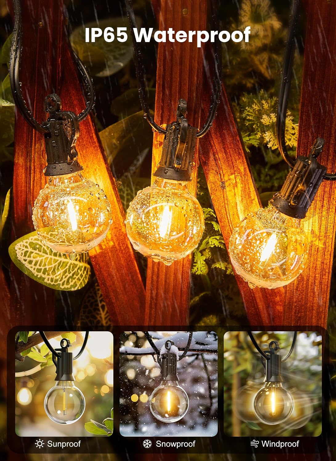 Outdoor String Lights, 55(50+5) FT 25 Bulbs IP65 Waterproof Patio Lights