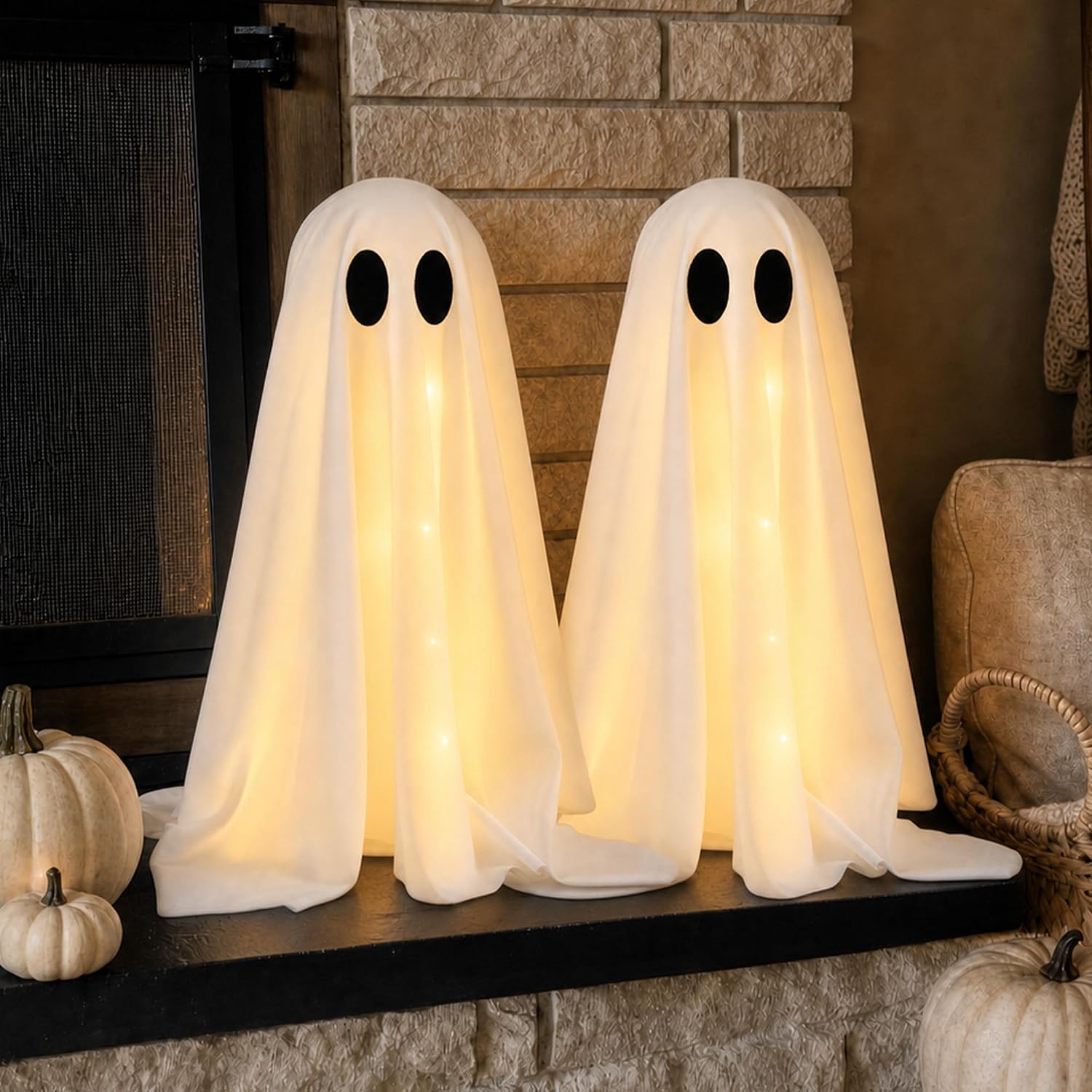 Halloween Decorations -2 Packs Spooky Light up Ghosts with Lights