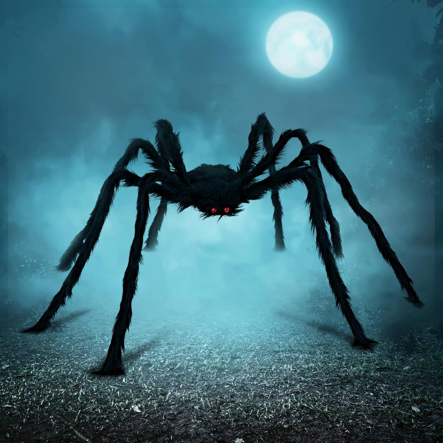 Halloween Outdoor Decorations Giant Spider, 5 Ft Large Spider for Yard Lawn Garden Patio Scary Halloween outside Decor, Indoor Haunted House Prop and Home Party Decor, Black