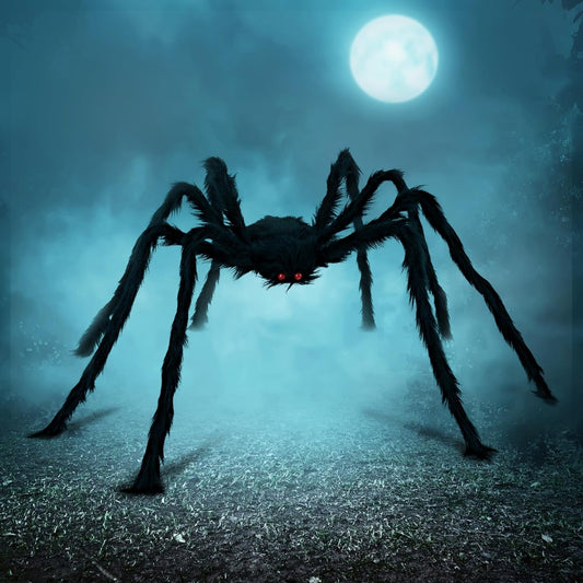 Halloween Outdoor Decorations Giant Spider, 5 Ft Large Spider for Yard Lawn Garden Patio Scary Halloween outside Decor, Indoor Haunted House Prop and Home Party Decor, Black