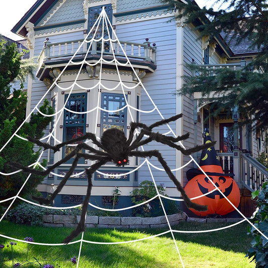200" Halloween Decorations Spider Web Outdoor +59" Giant Spider Décor