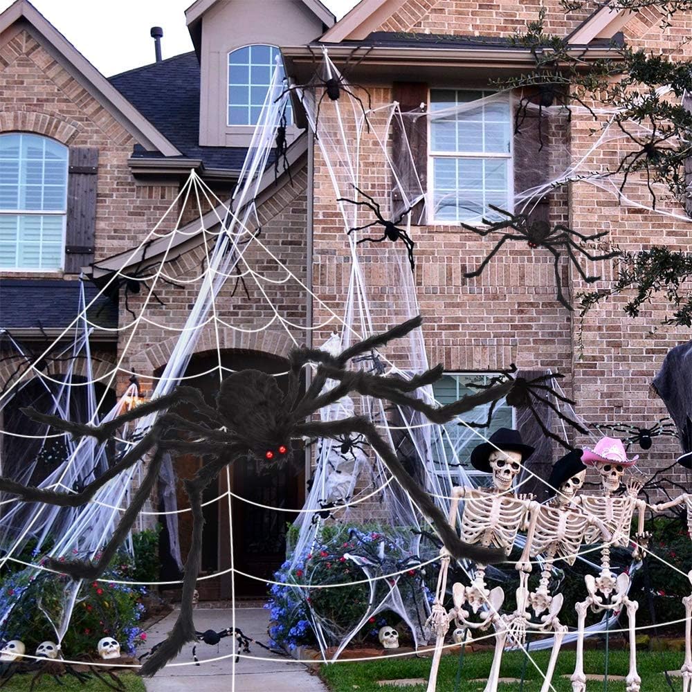 200" Halloween Decorations Spider Web Outdoor +59" Giant Spider Décor