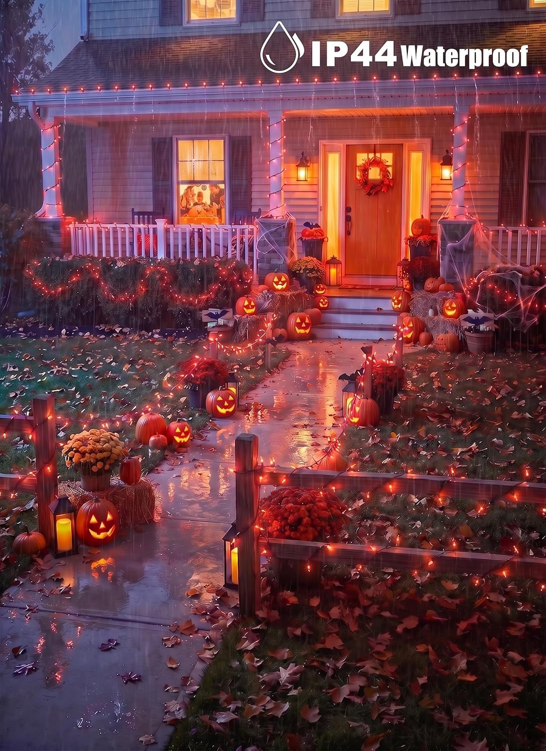 Orange LED Outdoor Halloween Lights, Halloween Decorations, 39 FT 100 LED Mini Lights with 8 Lighting Modes,Connectable String Light Plug in for Garden Patio Party Haunted House Ghost Holiday Decor