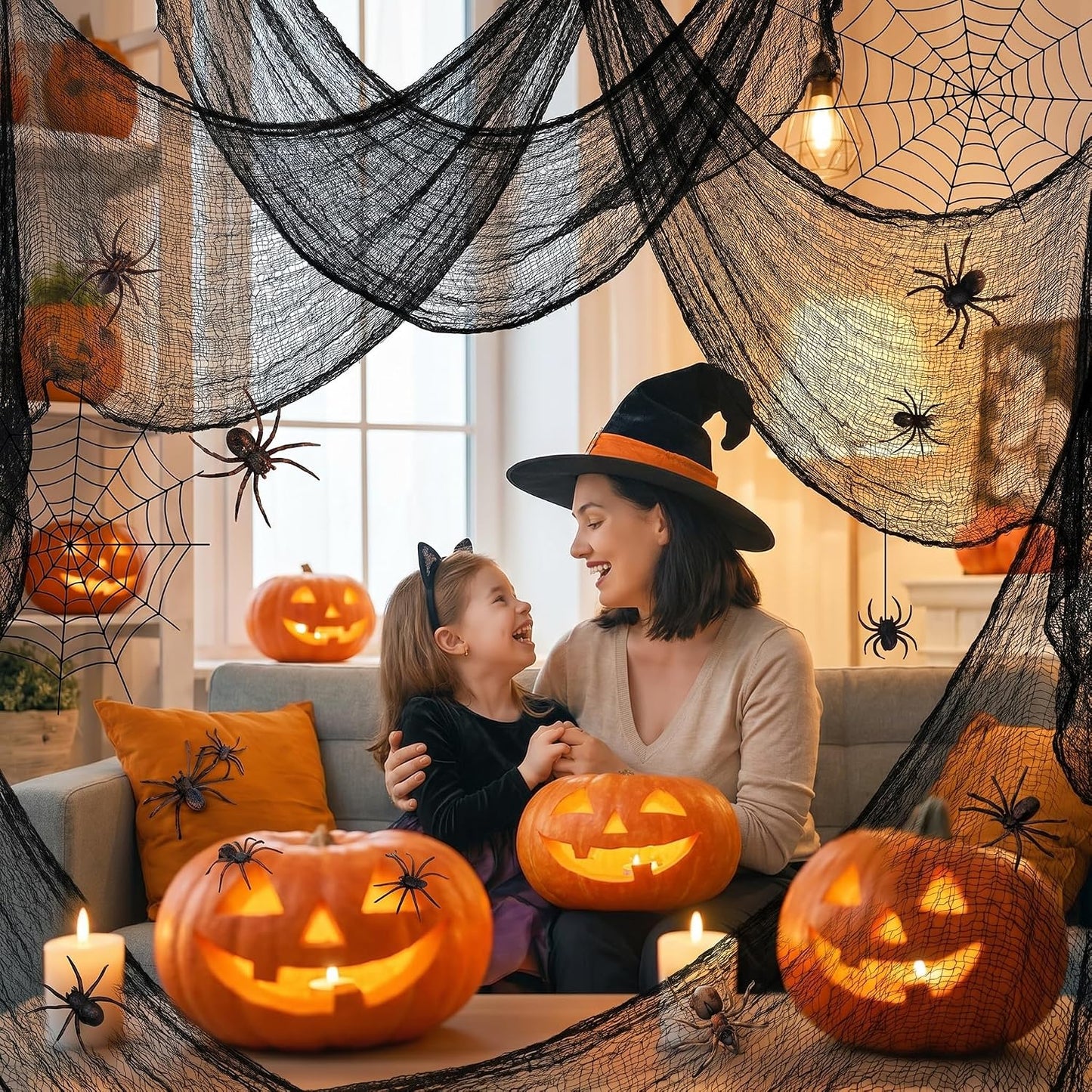 5Pcs Halloween Creepy Cloth Black 30×72Inch - Halloween Decorations Clearance - Creepy Spooky Halloween Decorations Outdoor Indoor