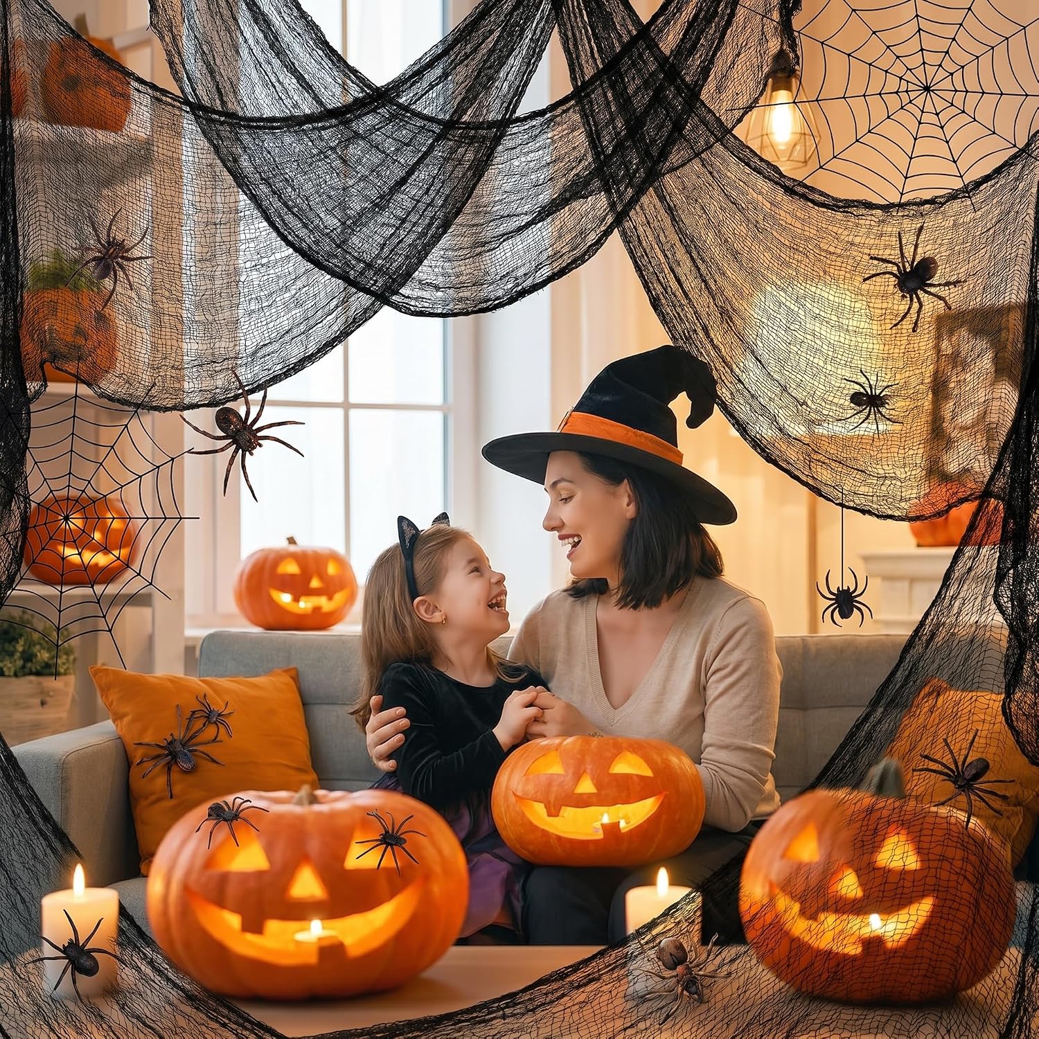 5Pcs Halloween Creepy Cloth Black 30×72Inch - Halloween Decorations Clearance - Creepy Spooky Halloween Decorations Outdoor Indoor