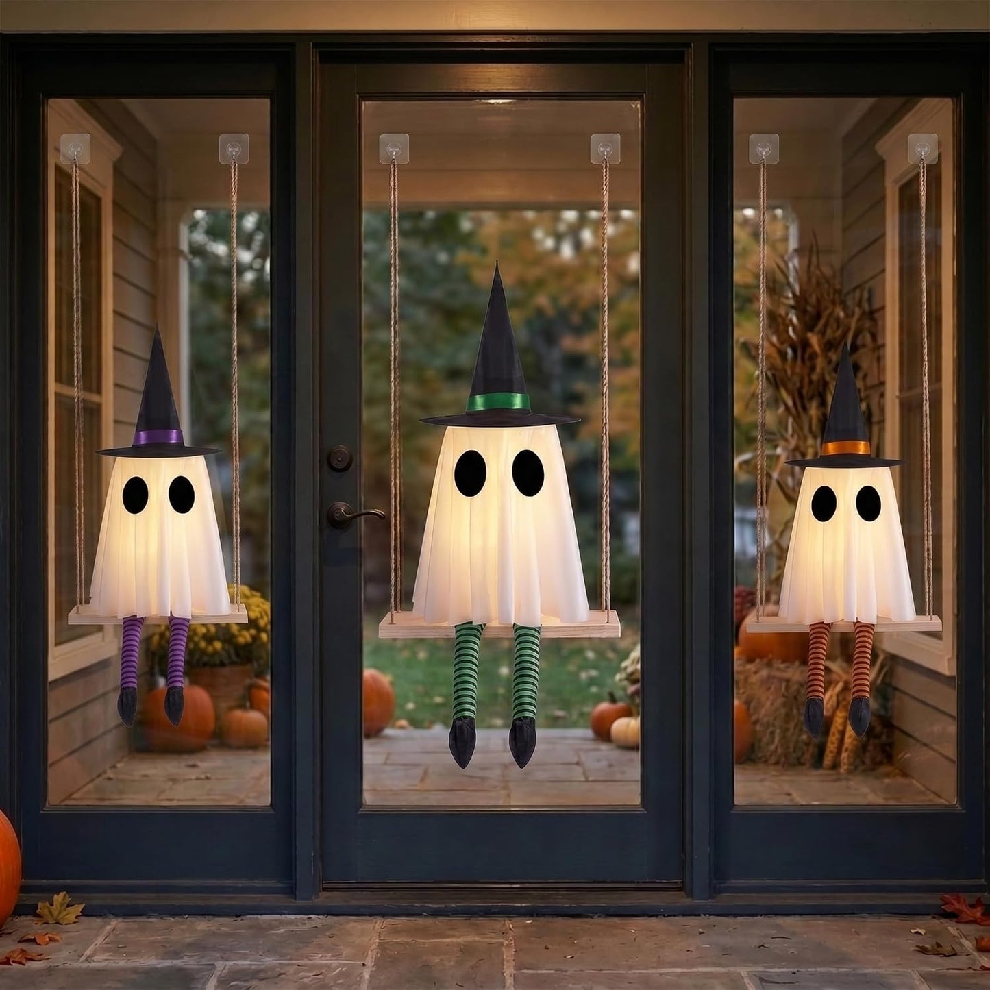 Halloween Swinging Ghost Outdoor Decor, Spooky Hanging Ghosts Decorations