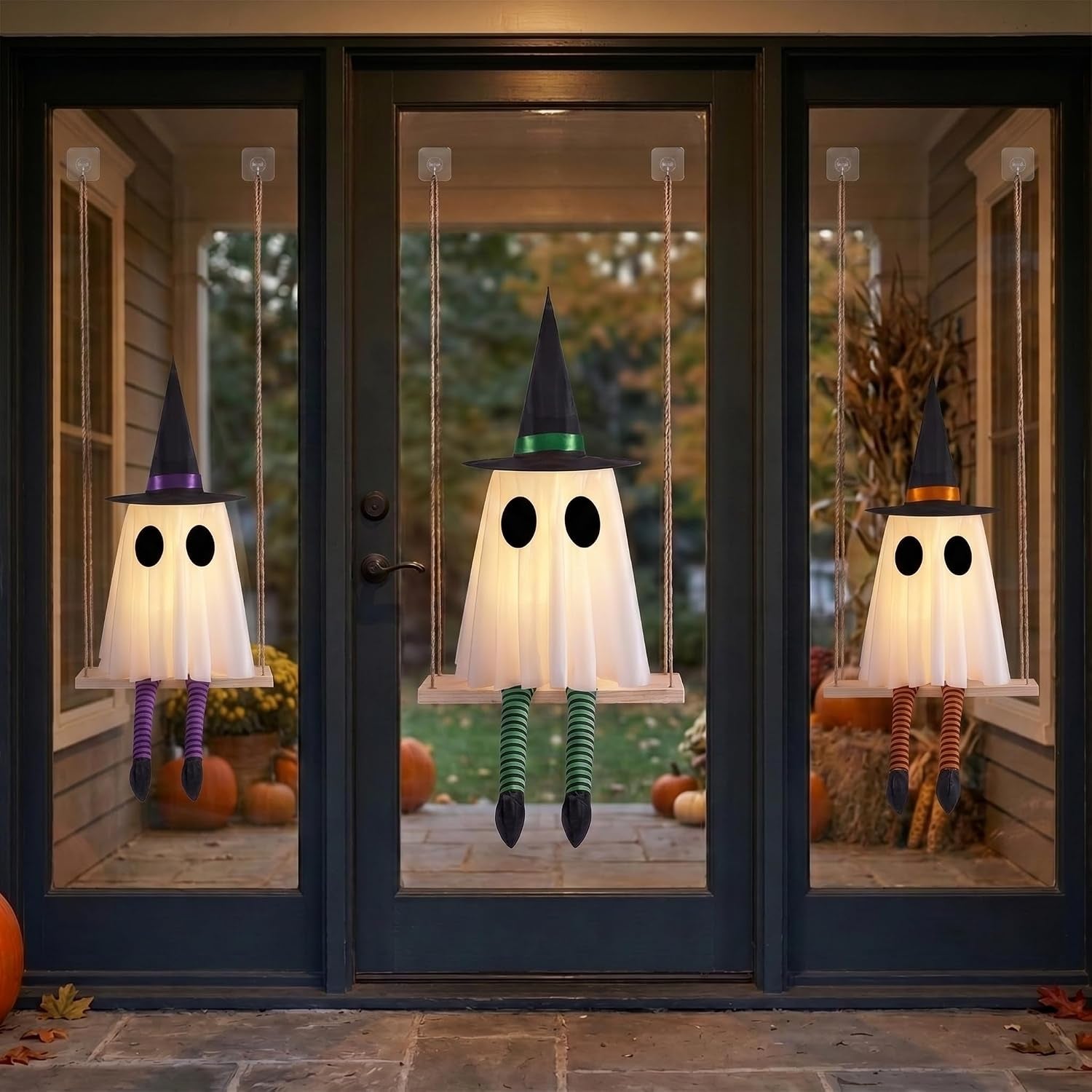 Halloween Swinging Ghost Outdoor Decor, Spooky Hanging Ghosts Decorations