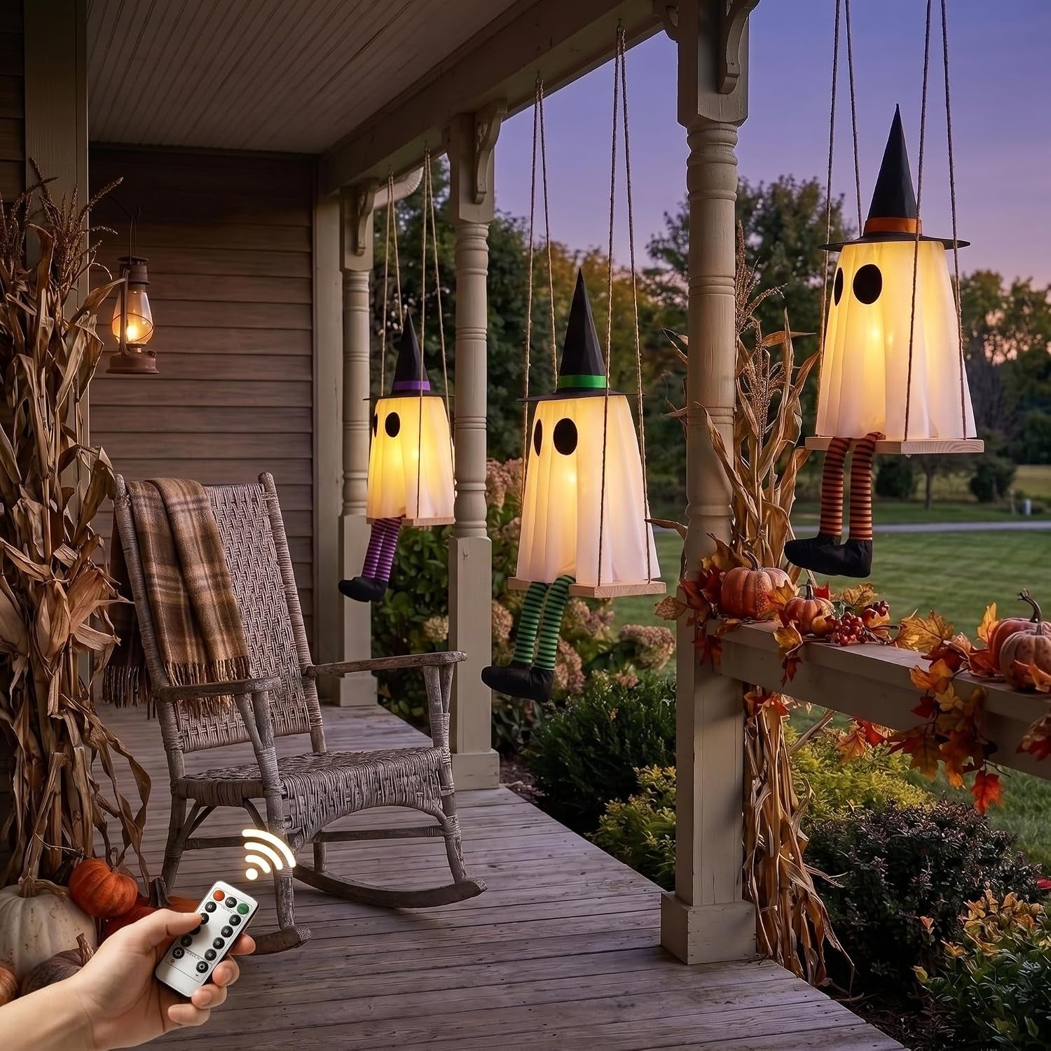 Halloween Swinging Ghost Outdoor Decor, Spooky Hanging Ghosts Decorations
