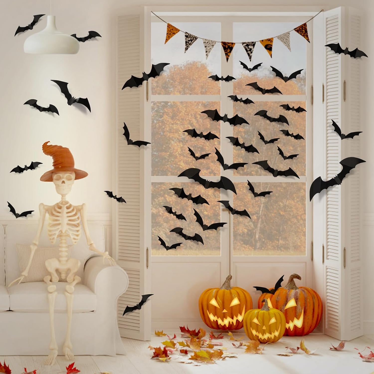 100Pcs Bats Halloween Decorations: Halloween Bats Wall Décor Sticker