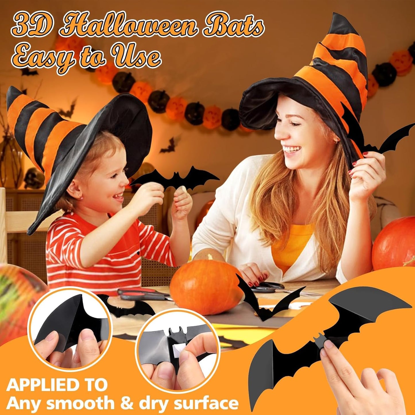 100Pcs Bats Halloween Decorations: Halloween Bats Wall Décor Sticker
